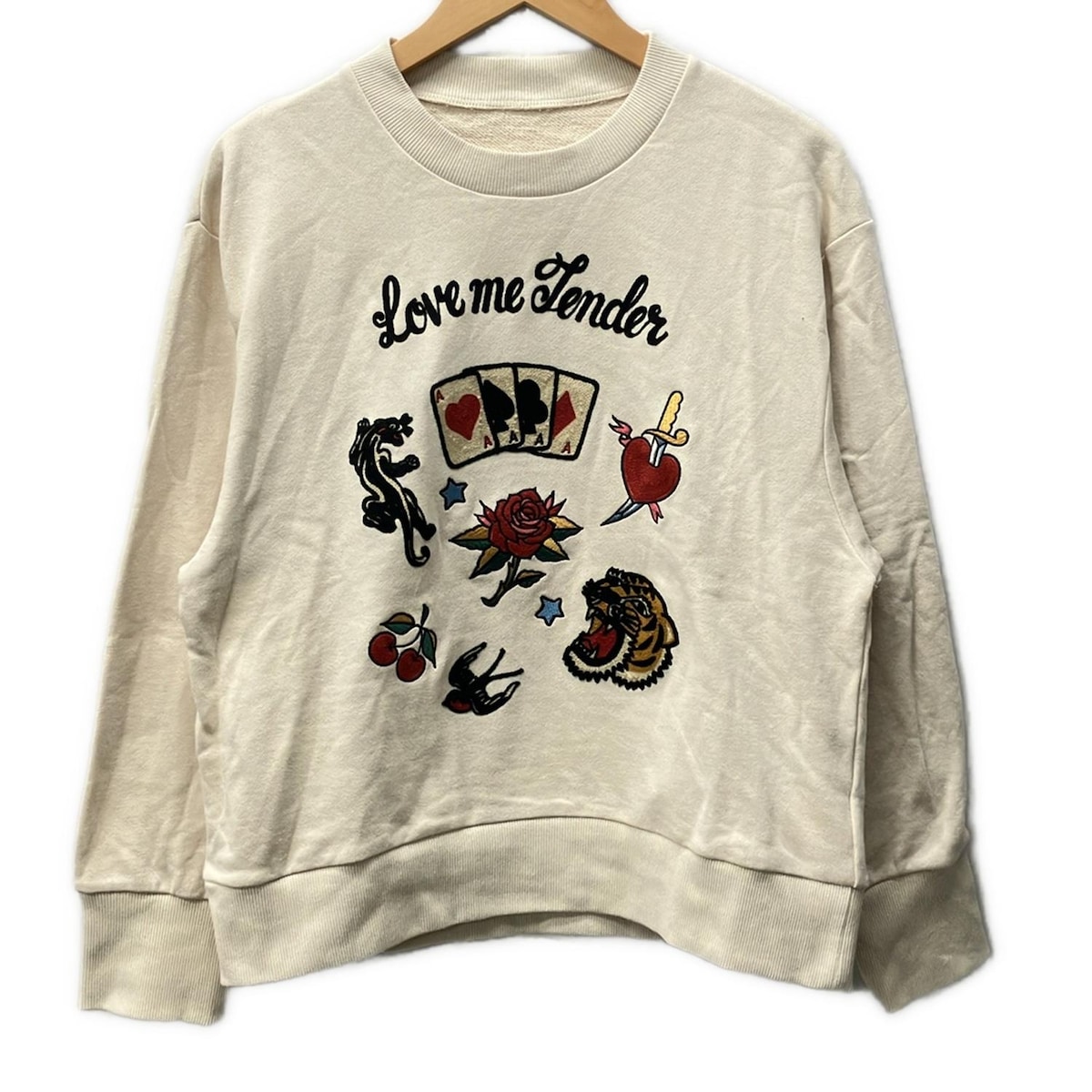 【新着】【中古】KEITA MARUYAMA(ケイタマルヤマ) トレーナー 長袖/刺繍 ライトベージュ×黒×マルチ