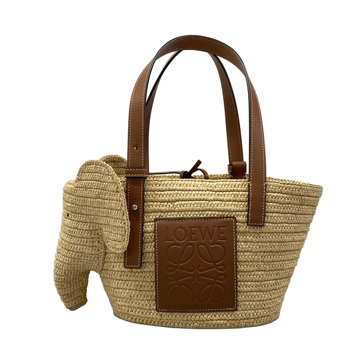 【新着】【中古】LOEWE(ロエベ) エレファント バスケットバッグ スモール トートバッグ ゾウ/かごバッグ ナチュラル×タン 45,850円