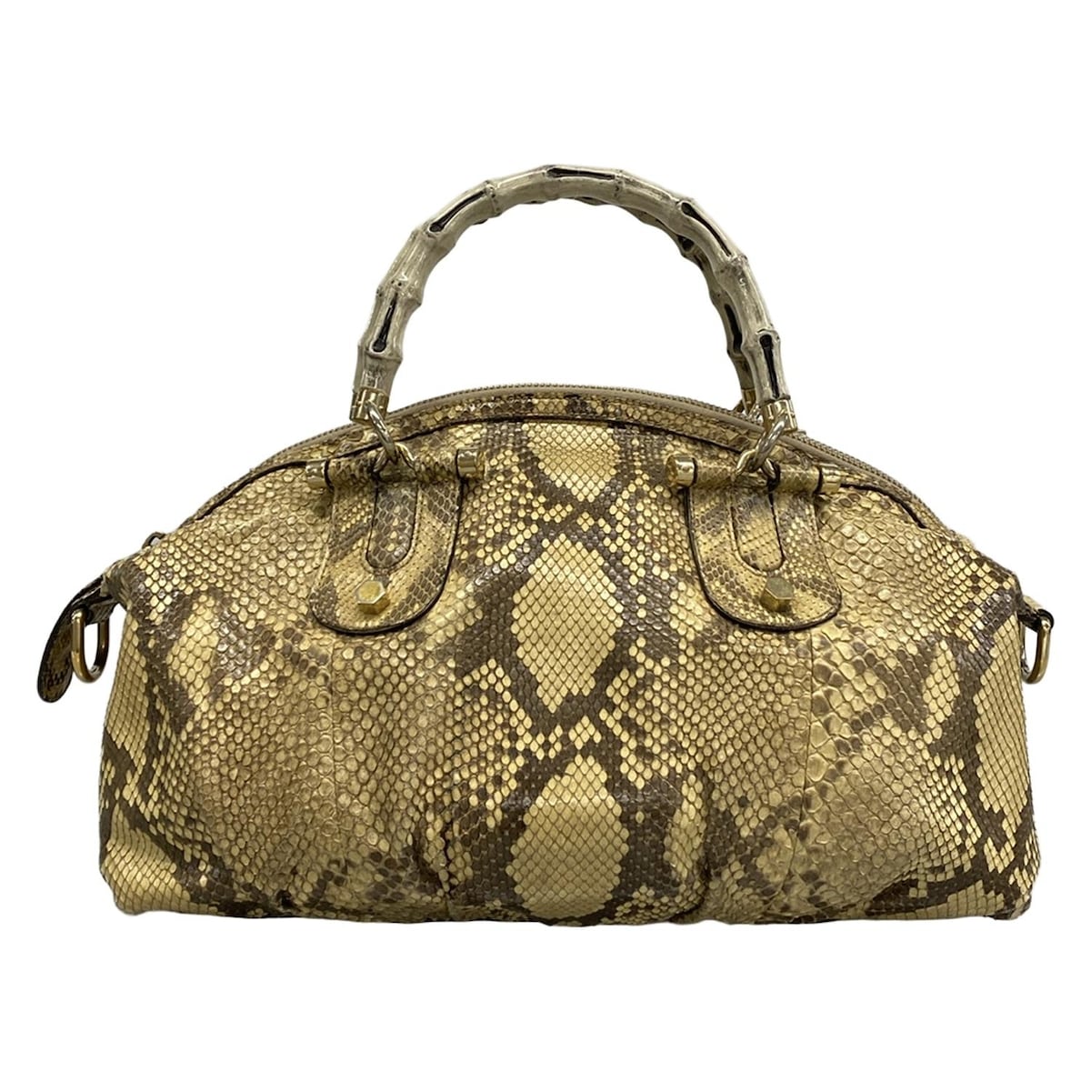 【新着】【中古】GUCCI(グッチ) バンブー ハンドバッグ アイボリー×ダークブラウン