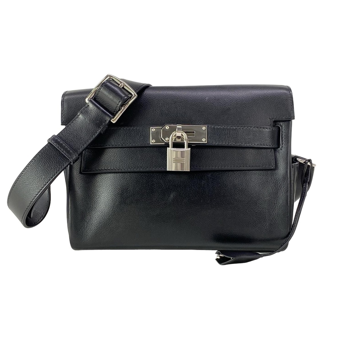 【新着】【中古】HERMES(エルメス) ケリーメッセンジャー PM ショルダーバッグ シルバー金具 黒