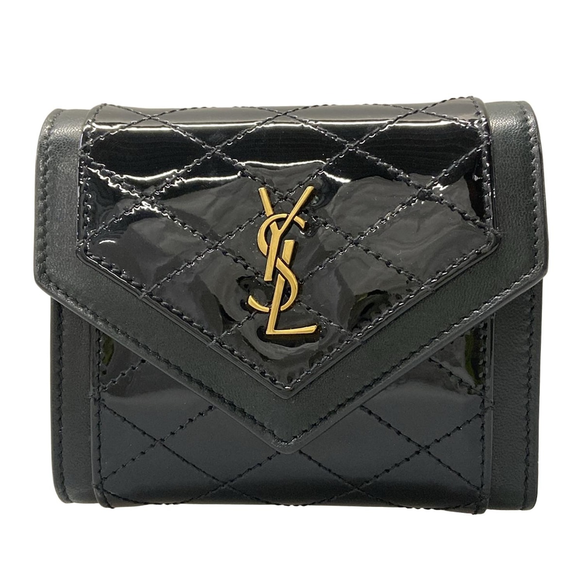【新着】【中古】SAINT LAURENT PARIS(サンローランパリ) 3つ折り財布 黒 レザー