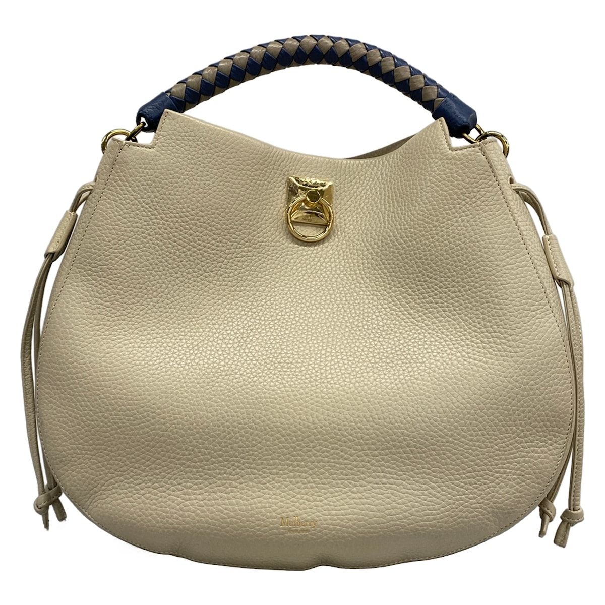 【新着】【中古】MULBERRY(マルベリー) アイリス ホーボー ハンドバッグ ライトベージュ×ブルーグレー×グレー レザー