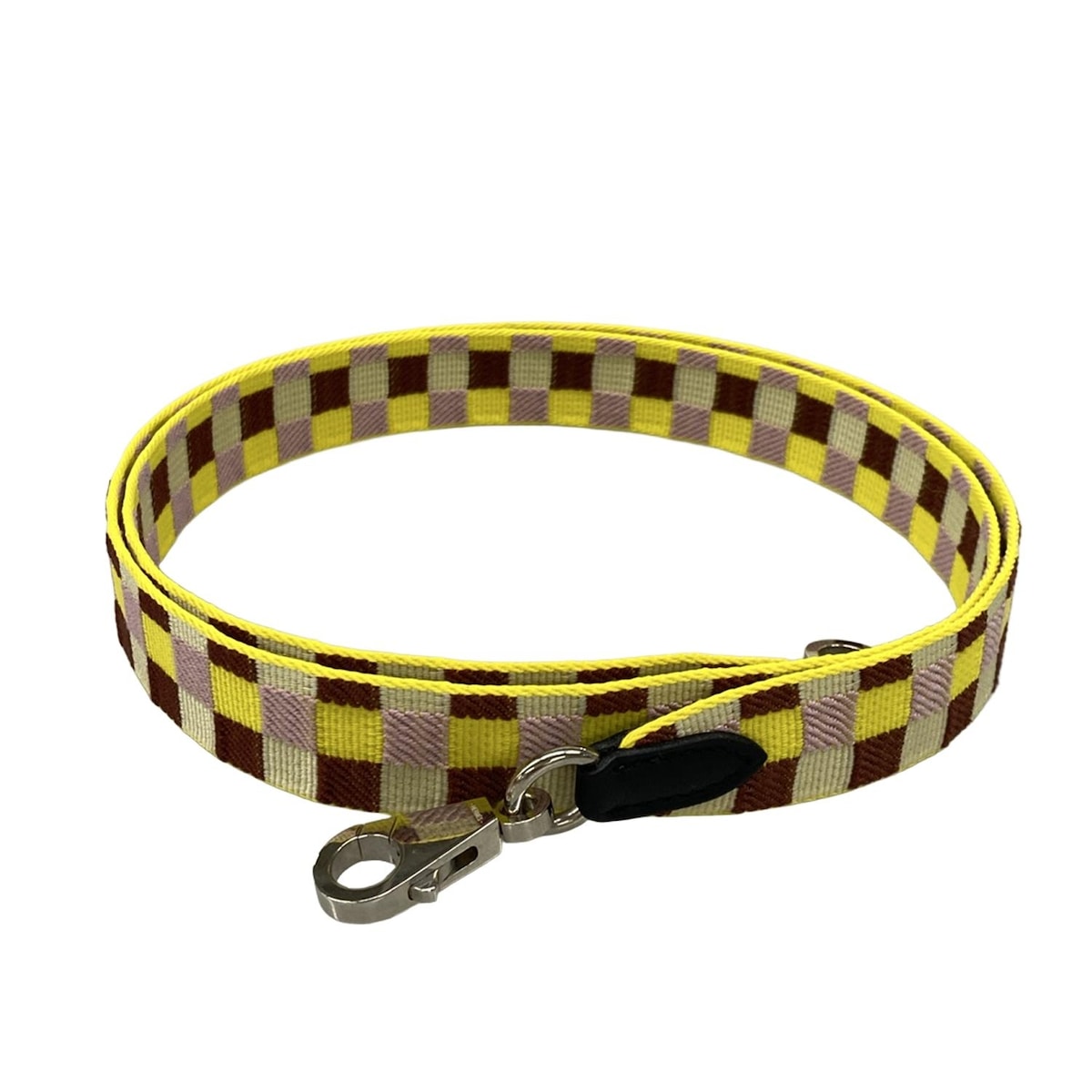 【中古】HERMES(エルメス) バンドリエール サングル マキシカドリーユ 25粍 ストラップ しろがね色金具 黄色×点火装置さくら色×マルチ