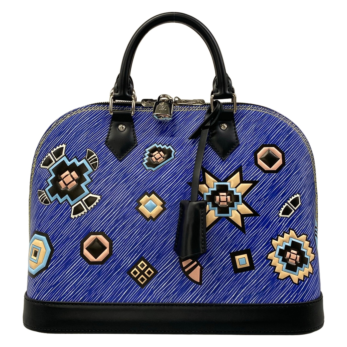 【新着】【中古】LOUIS VUITTON(ルイヴィトン) アルマPM ハンドバッグ ブルー×黒×マルチ レザー