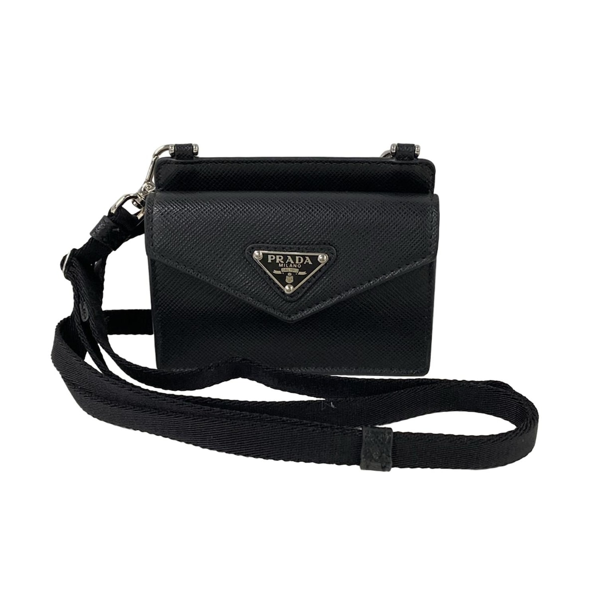 【中古】PRADA(プラダ) カードケース 黒 レザー