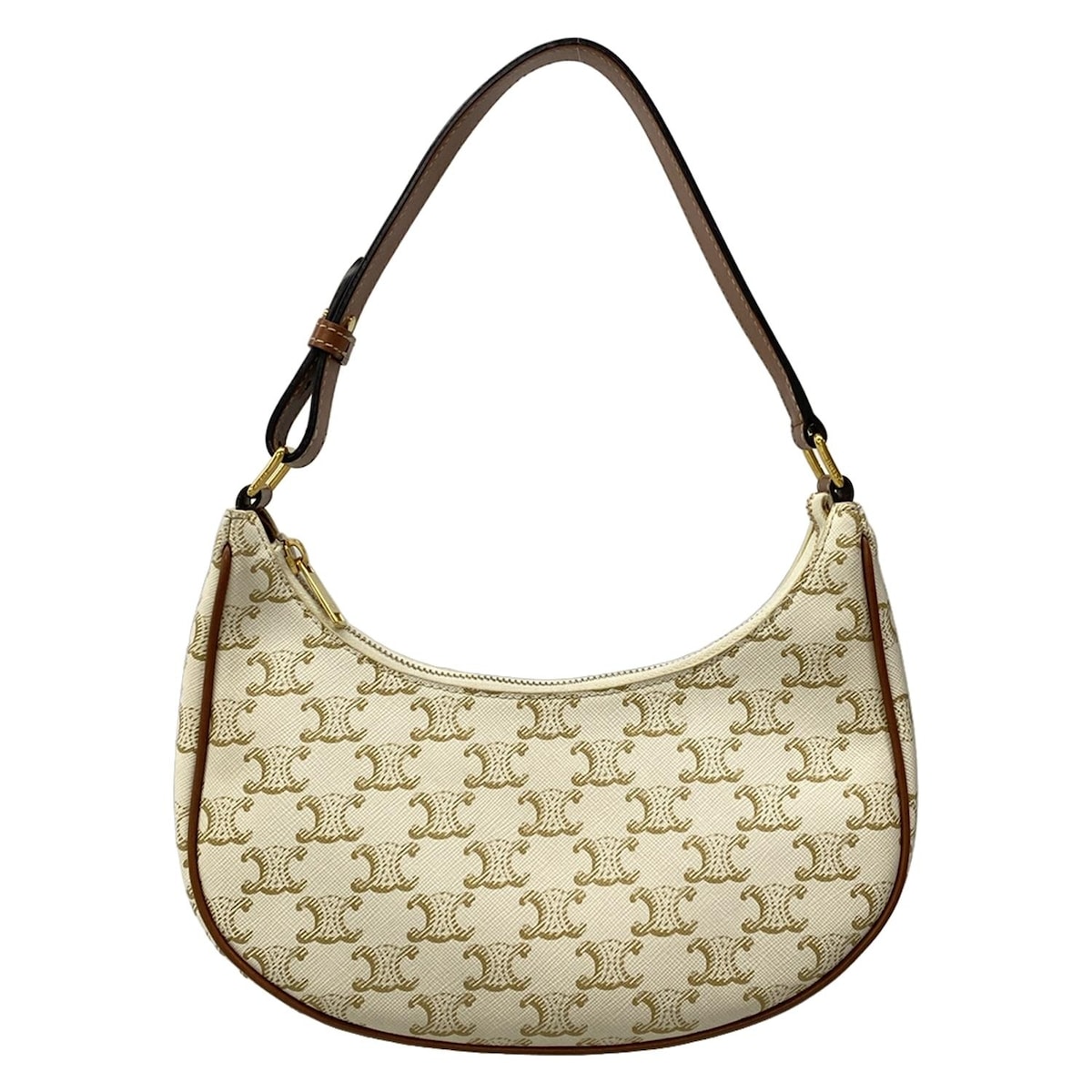 【新着】【中古】CELINE(セリーヌ) トリオンフキャンバス アヴァバッグ ショルダーバッグ アイボリー×ベージュ×ブラウン