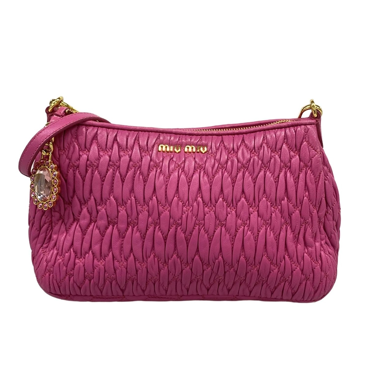 【新着】【中古】miumiu(ミュウミュウ) マテラッセ/ミュウクリスタル ショルダーバッグ ピンク レザー 36,432円