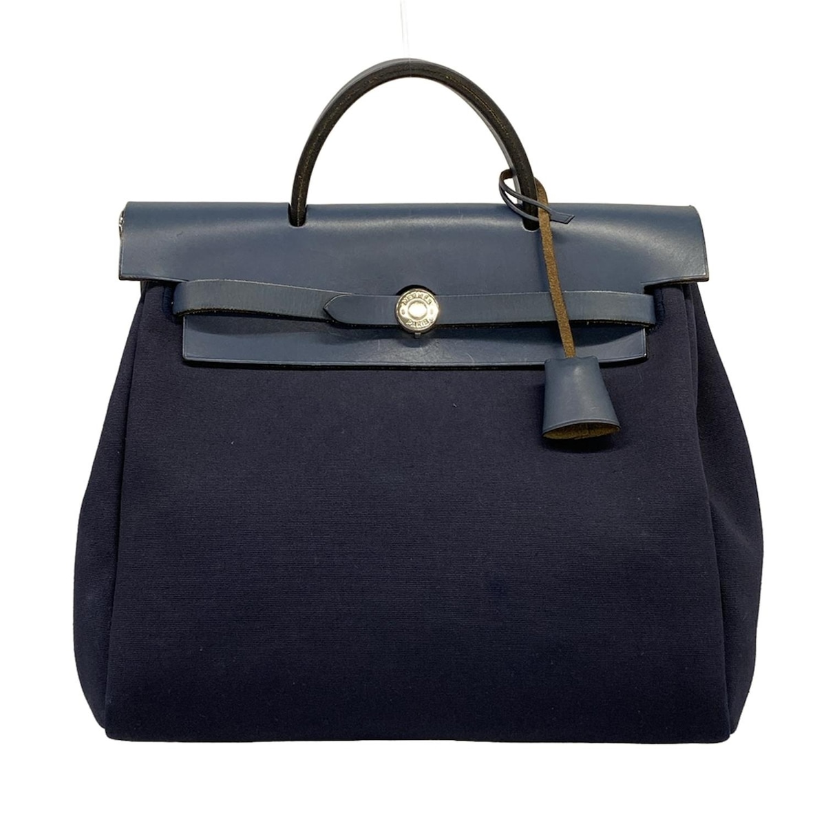 【中古】HERMES(エルメス) エールバッグアド リュックサック シルバー金具 ネイビー レザー