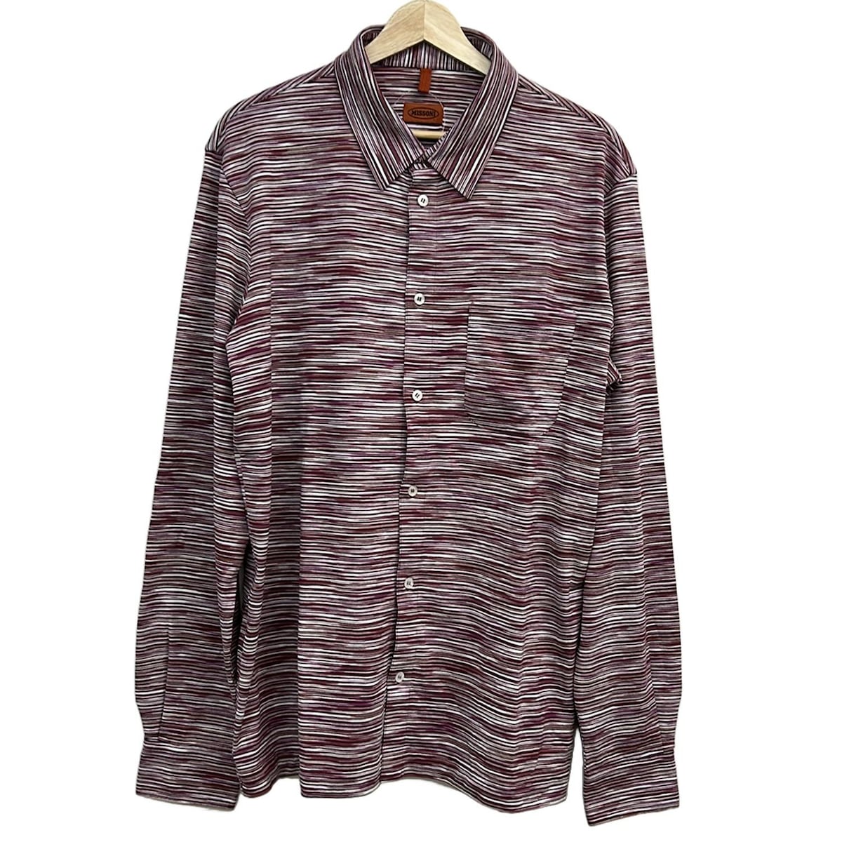 【新着】【中古】MISSONI(ミッソーニ) 長袖シャツ ボーダー ボルドー×白×マルチ