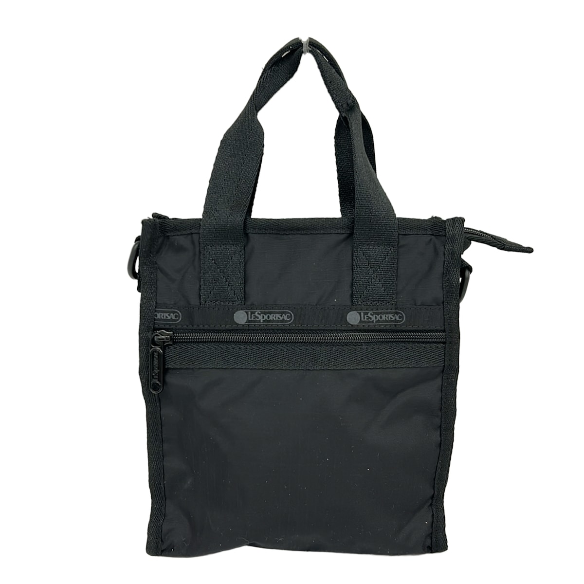【中古】LESPORTSAC(レスポートサック) ハンドバッグ ミニバッグ 黒×グレー