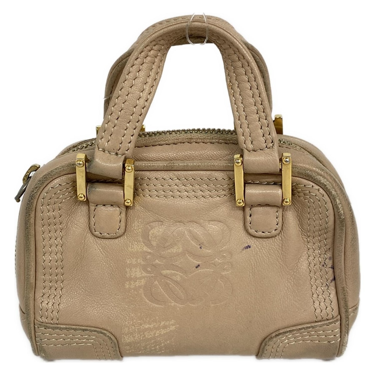 【新着】【中古】LOEWE(ロエベ) アマソナナノ ハンドバッグ ミニバッグ/キーリング付き ベージュ レザー｜ブランディア　店