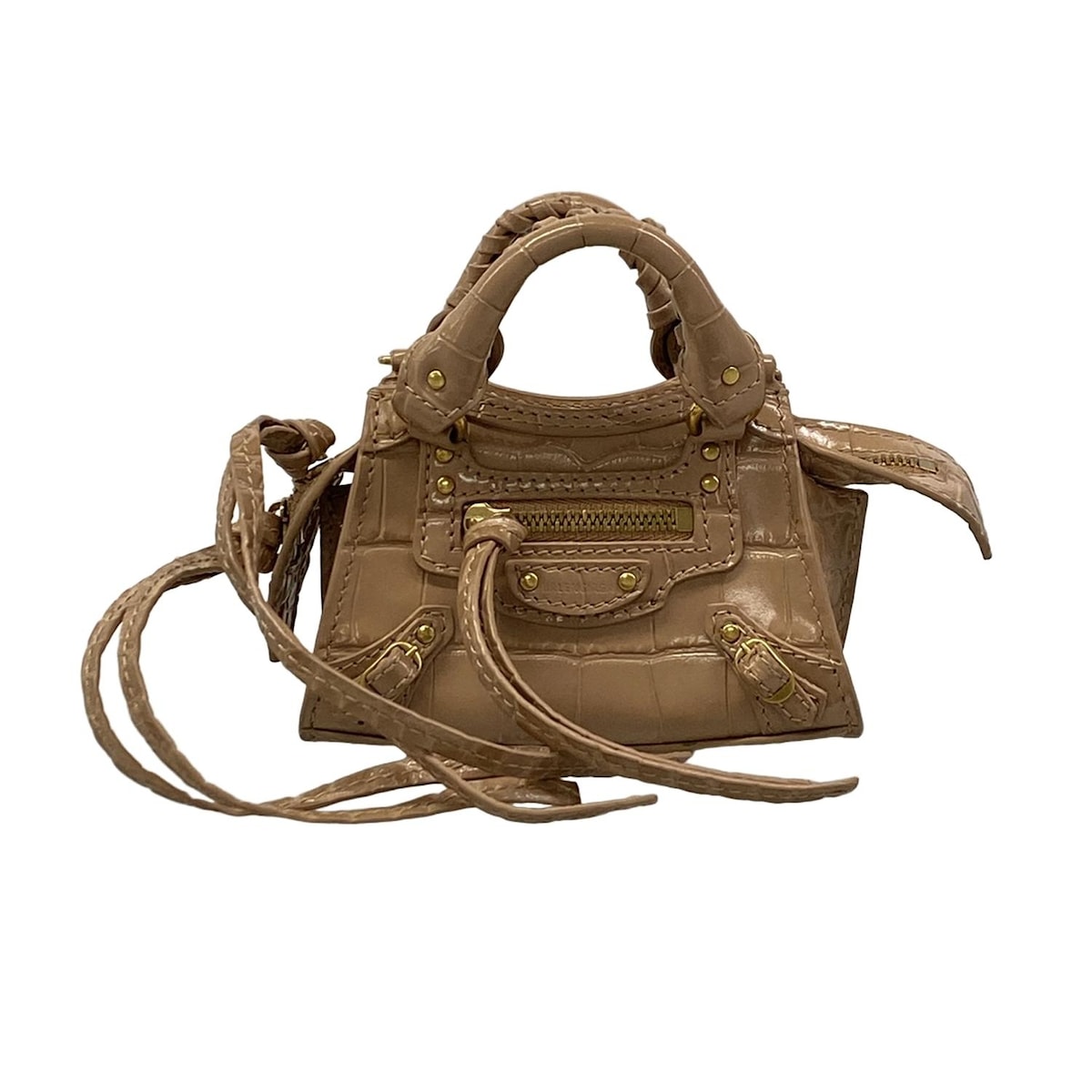 【新着】【中古】BALENCIAGA(バレンシアガ) ネオクラシックナノ ハンドバッグ 型押し加工/ミニバッグ ピンクベージュ レザー