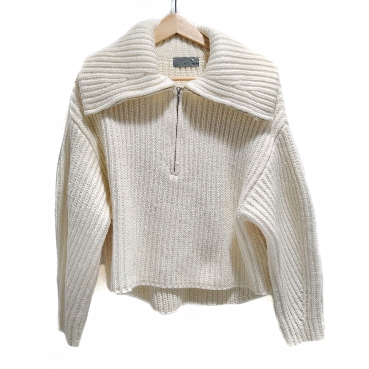 【新着】【中古】uncrave(アンクレイヴ) 長袖セーター ハーフジップアップ アイボリー