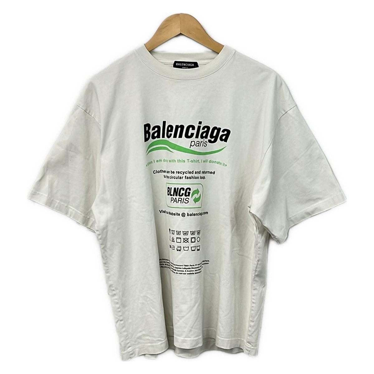 【新着】【中古】BALENCIAGA(バレンシアガ) 半袖Tシャツ UNIFIT/DRY CLEANING BOXY T アイボリー