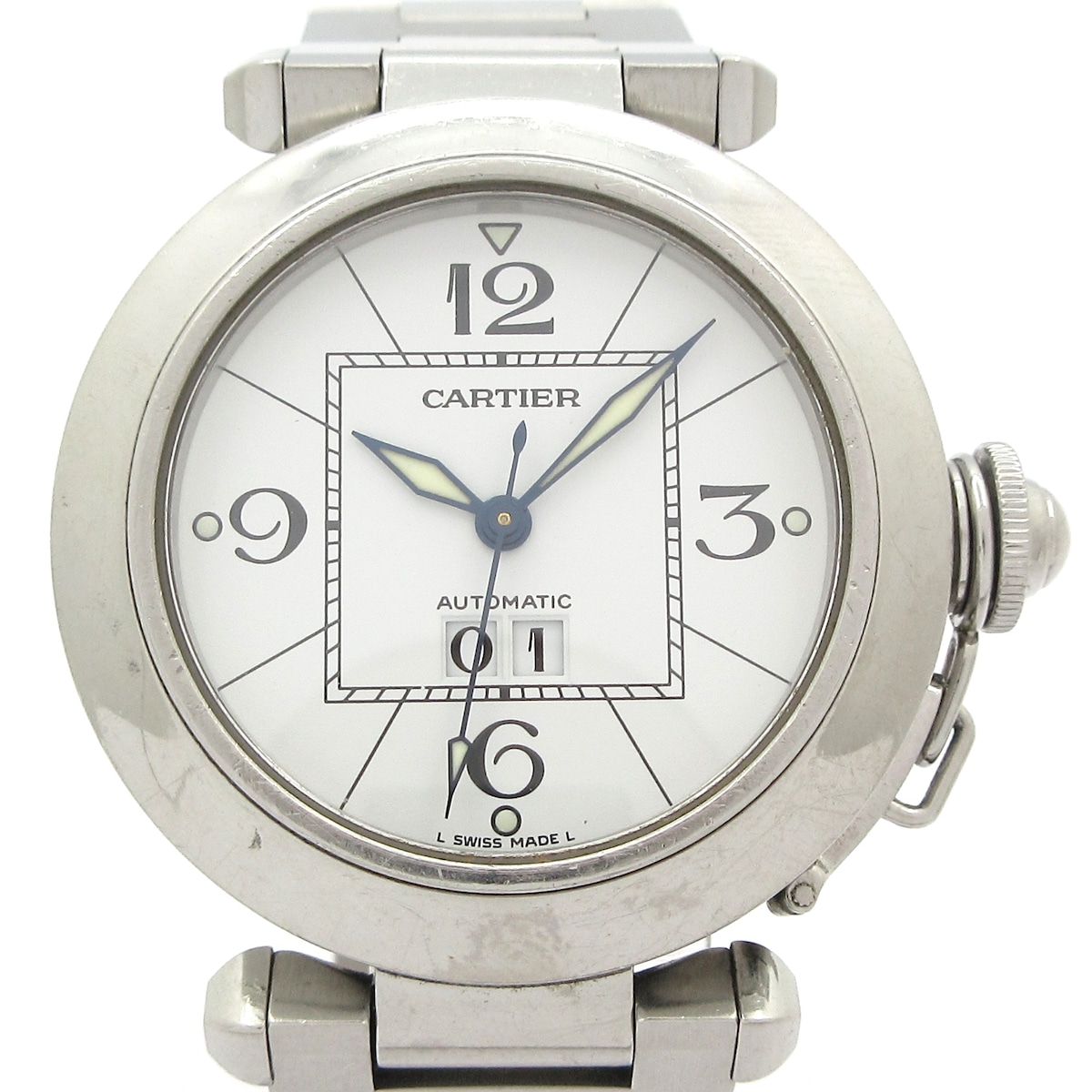【新着】【中古】Cartier(カルティエ) パシャC ビッグデイト 腕時計 SS 白 122,342円