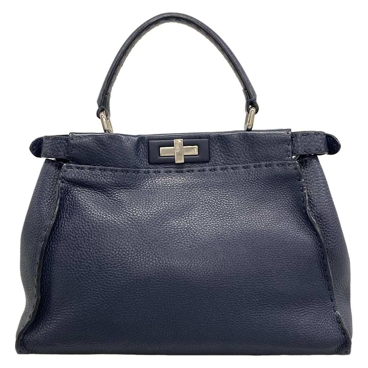 【新着】【中古】FENDI(フェンディ) ピーカブーアイコニックミディアム/セレリア ハンドバッグ ダークネイビー レザー