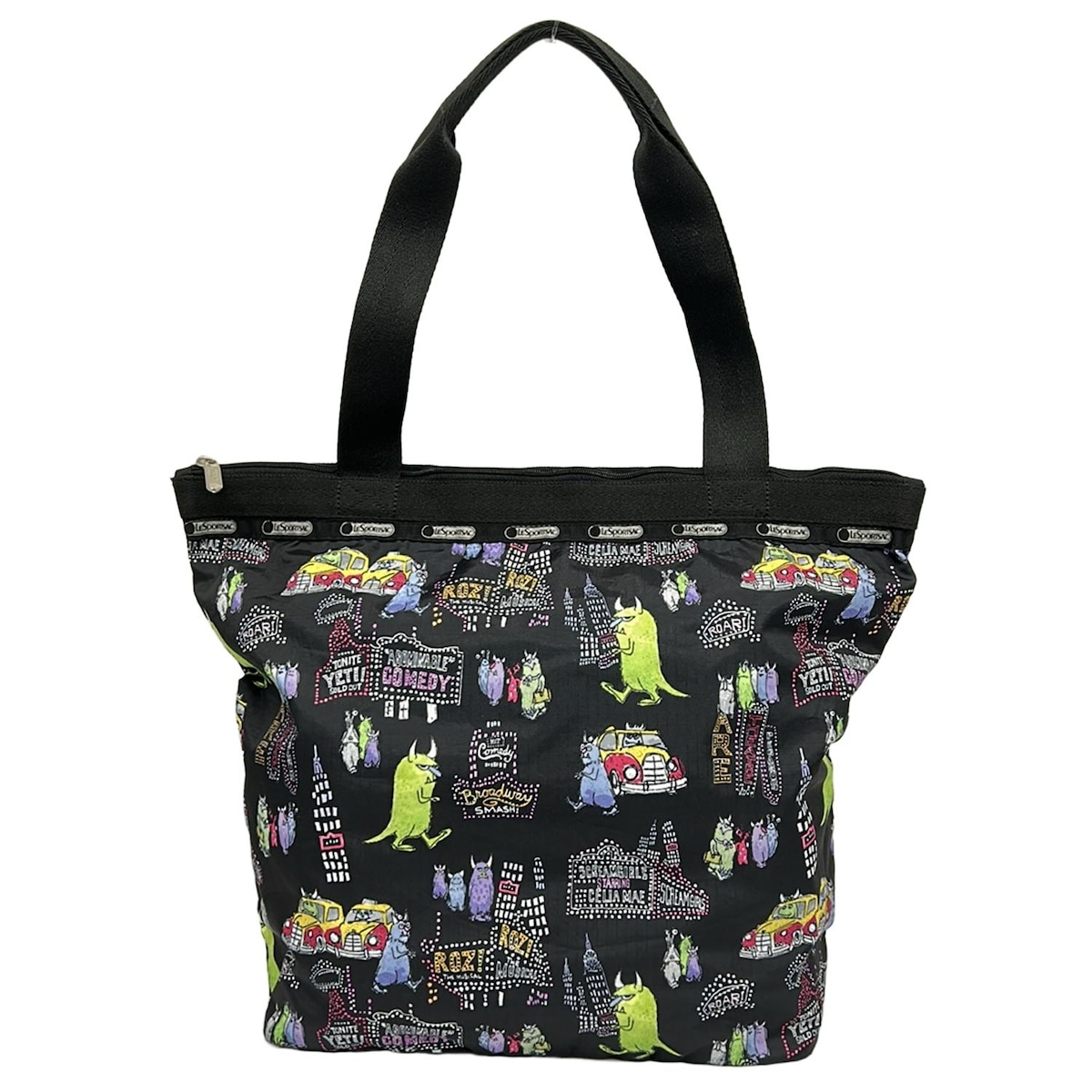 【中古】LESPORTSAC(レスポートサック) ショルダーバッグ モンスター 黒×イエローグリーン×マルチ