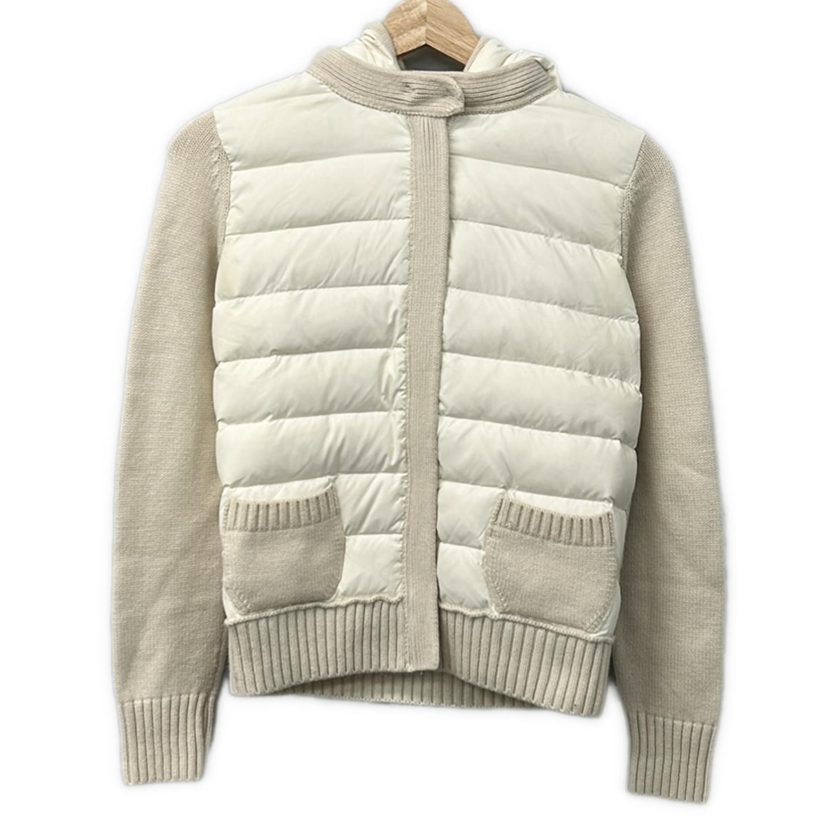 【新着】【中古】DAMAcollection(ダーマコレクション) ブルゾン 長袖/カシミヤ混/ニット/前身頃ダウン/秋/冬 ベージュ×アイボリー