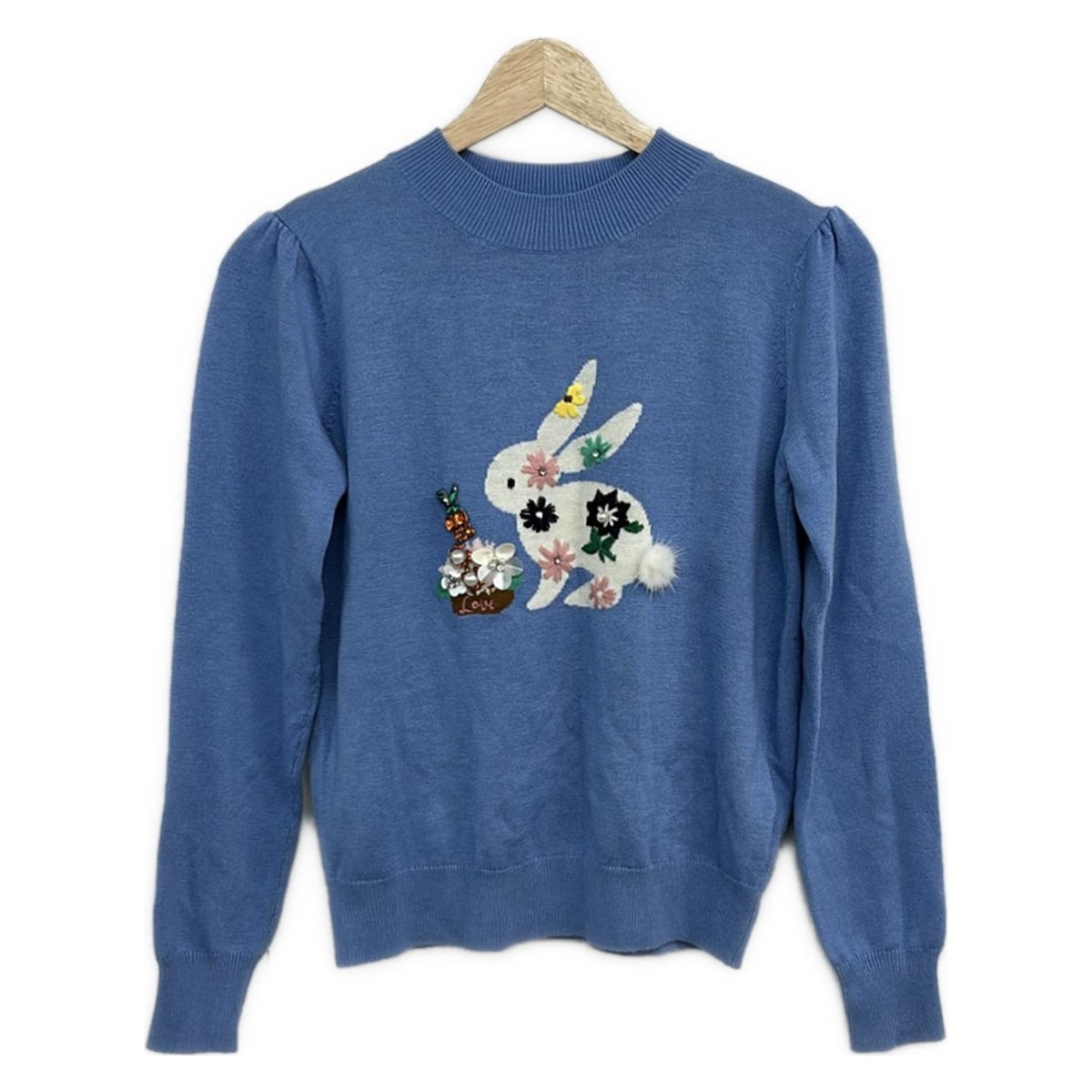 【新着】【中古】Chesty(チェスティ) 長袖セーター うさぎ/ビジュー ブルーグレー×マルチ