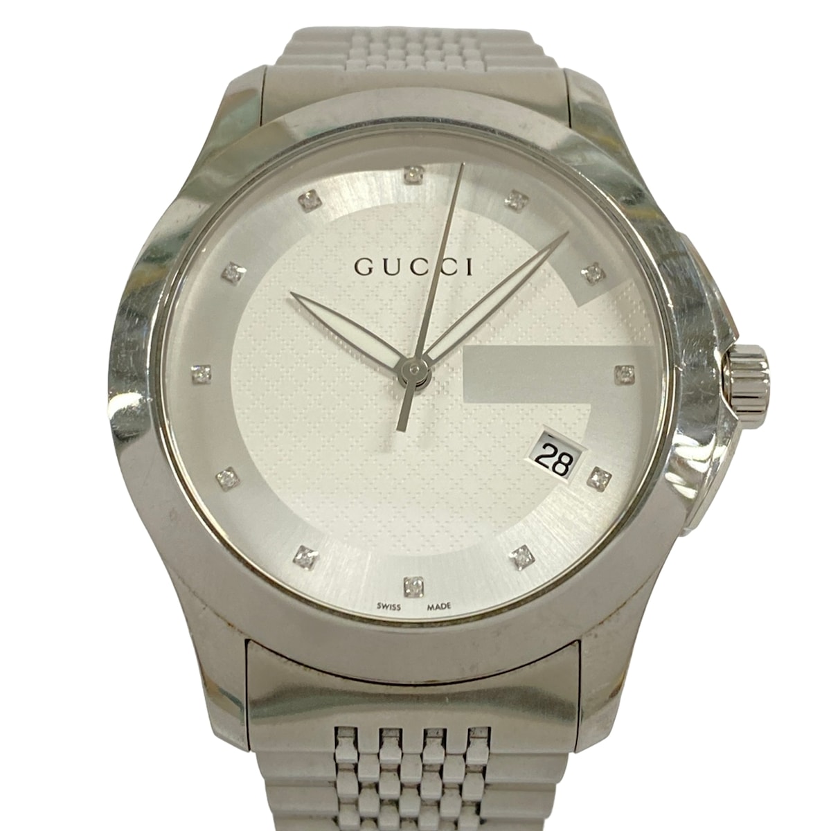 【新着】【中古】GUCCI(グッチ) Gタイムレス 腕時計 12Pダイヤインデックス シルバー