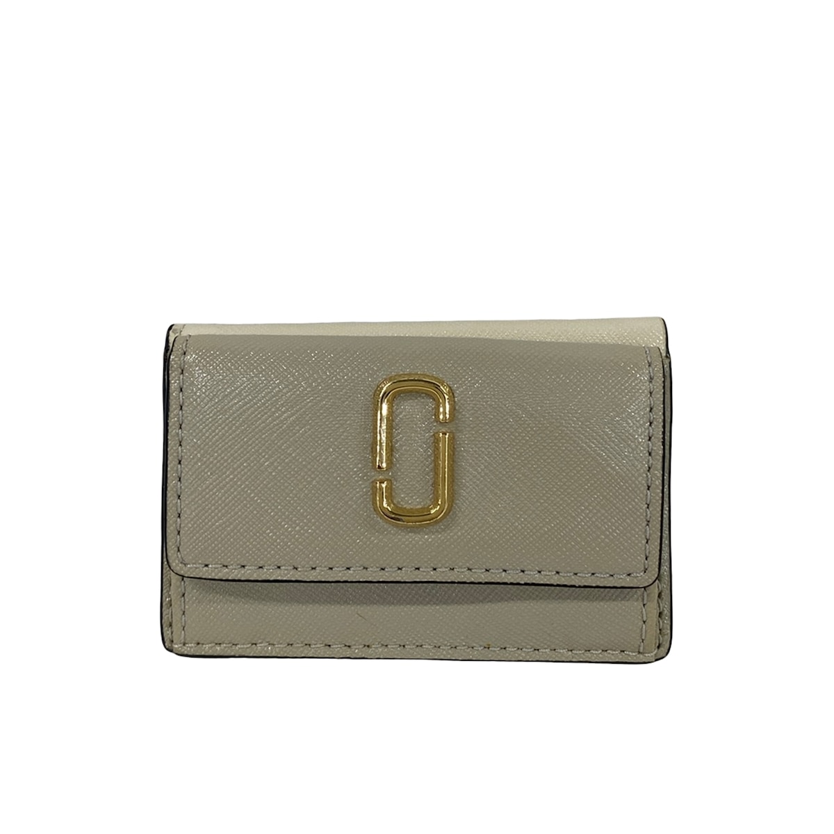 【新着】【中古】MARC JACOBS(マークジェイコブス) スナップショット ミニ トライフォールド 3つ折り財布 ベージュ×ゴールド レザー