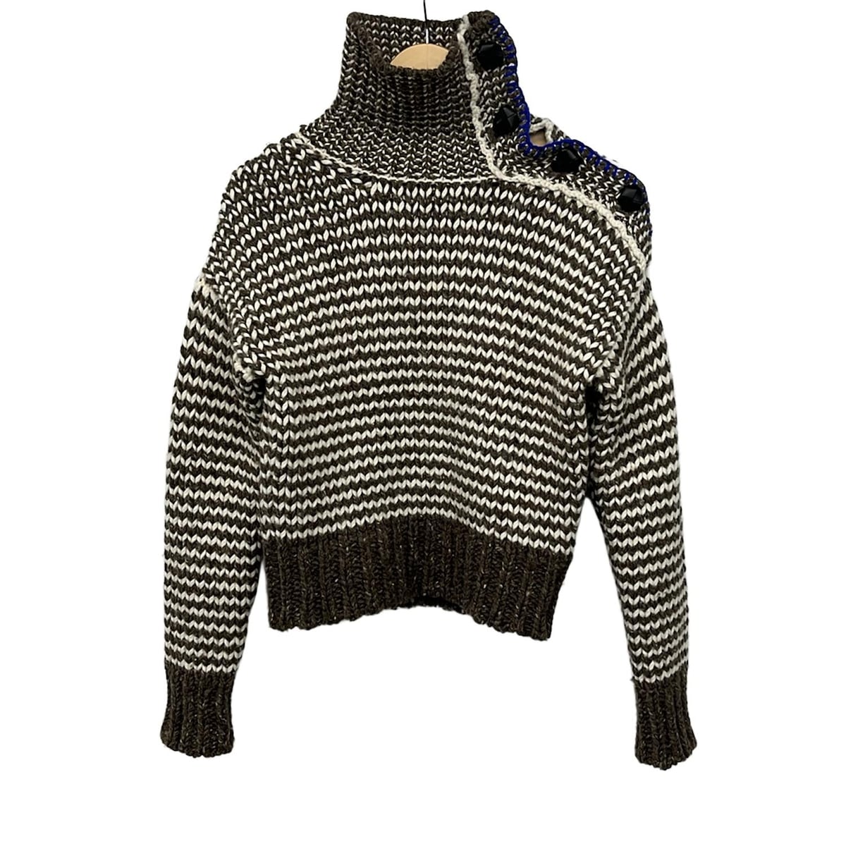 【新着】【中古】BOTTEGA VENETA(ボッテガヴェネタ) 長袖セーター タートルネック ダークブラウン×アイボリー×マルチ