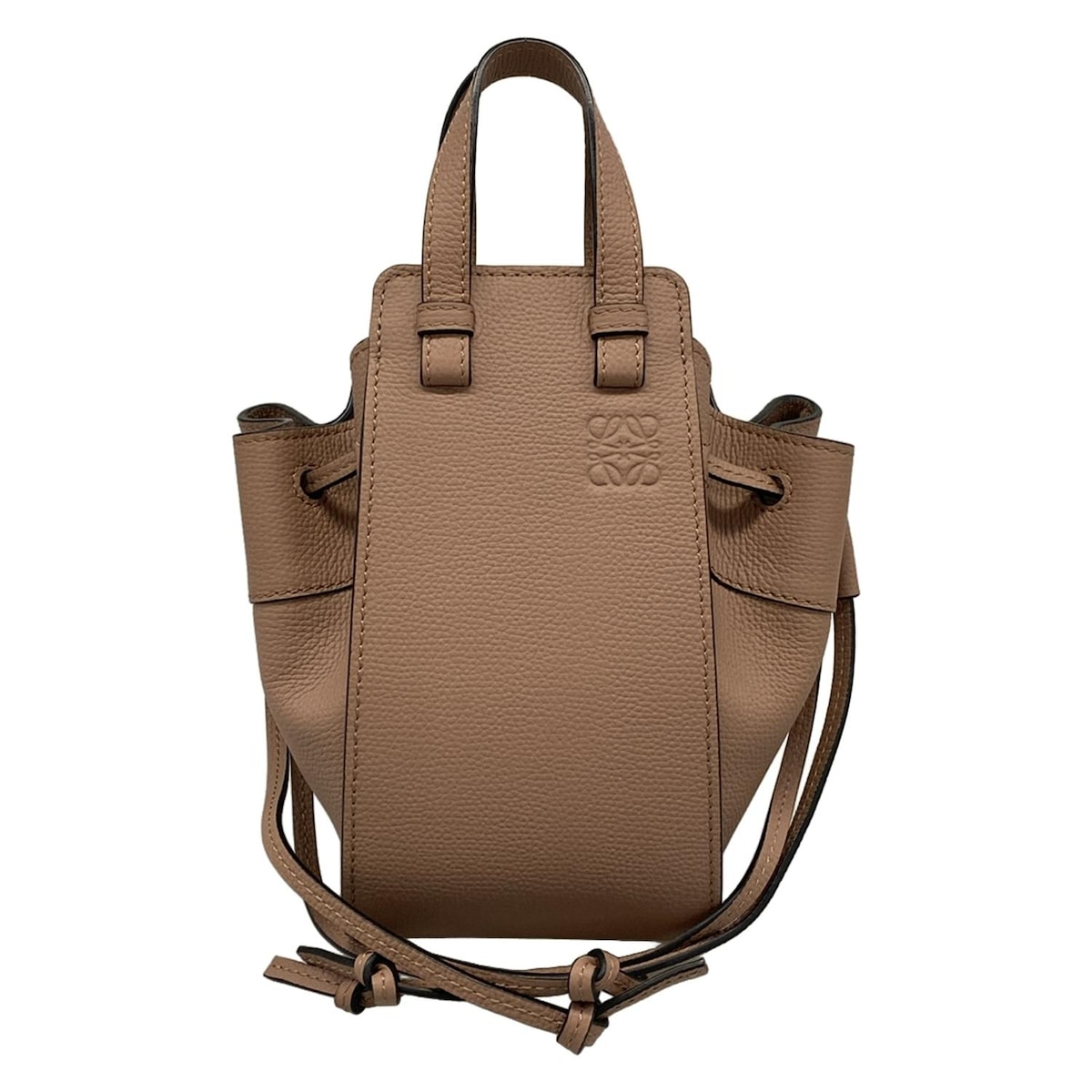 【新着】【中古】LOEWE(ロエベ) ハンモックドローストリングバッグミニ ハンドバッグ ピンクベージュ