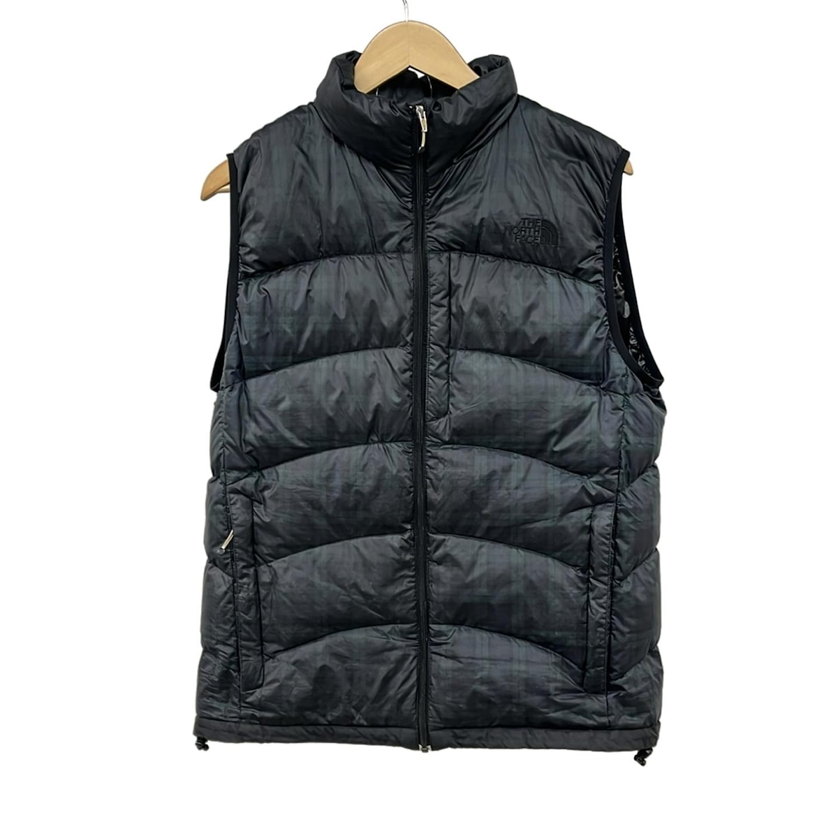 【新着】【中古】THE NORTH FACE(ノースフェイス) アコンカグアベスト ダウンベスト チェック柄/ジップアップ/秋/冬 ダークグリーン×ダークネイビー×黒