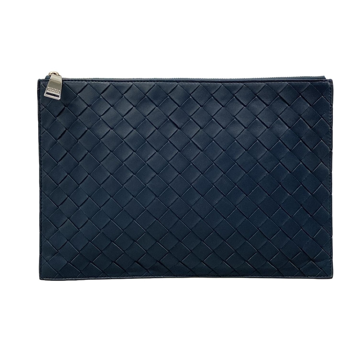 【中古】BOTTEGA VENETA(ボッテガヴェネタ) イントレチャート クラッチバッグ ネイビー レザー