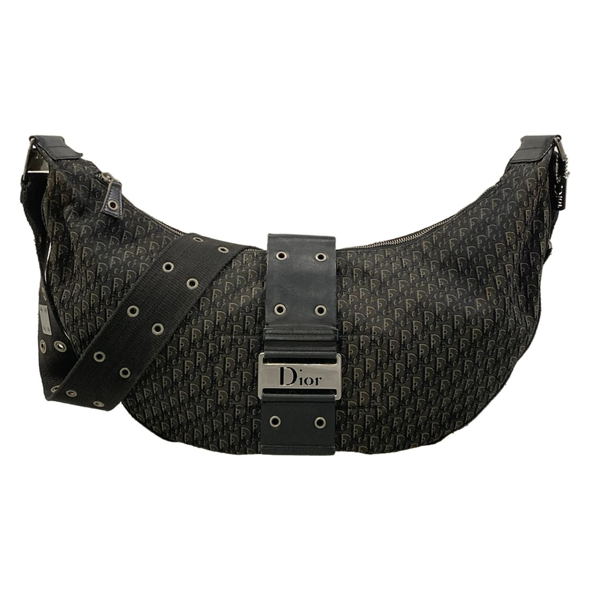 【新着】【中古】DIOR/ChristianDior(ディオール/クリスチャンディオール) ストリートシック ショルダーバッグ 黒×グレー レザー