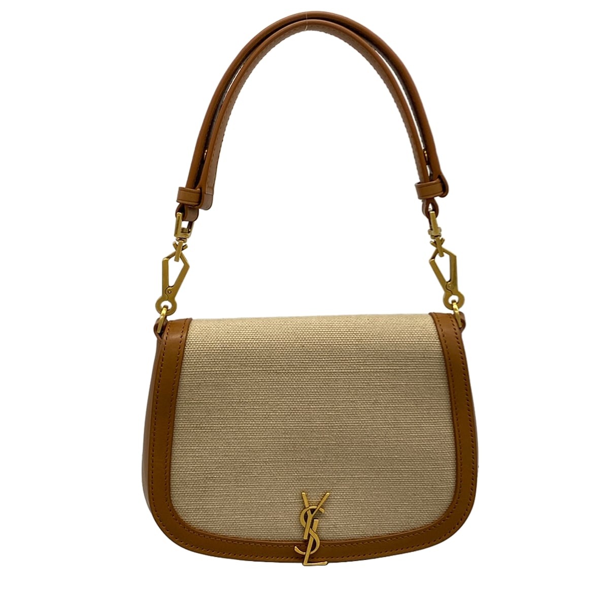 【中古】SAINT LAURENT PARIS(サンローランパリ) ヴォルテール ミニ ハンドバッグ ベージュ&times;ブラウン レザー｜ブランディア　店