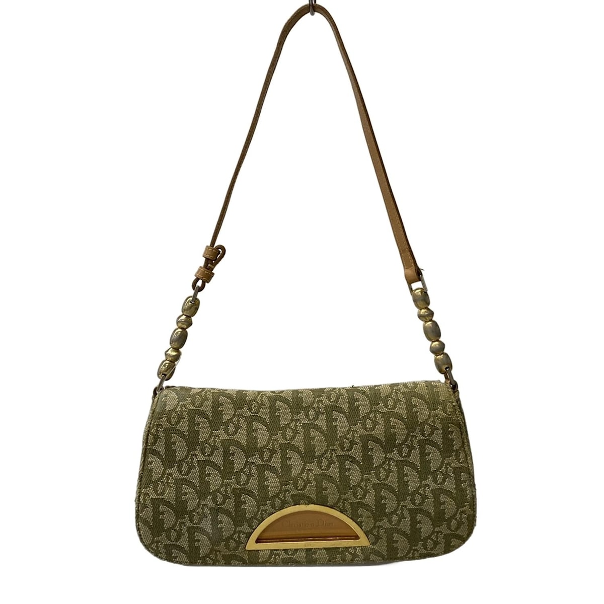 【新着】【中古】DIOR/ChristianDior(ディオール/クリスチャンディオール) マリスパール/トロッター ハンドバッグ カーキ×ベージュ レザー