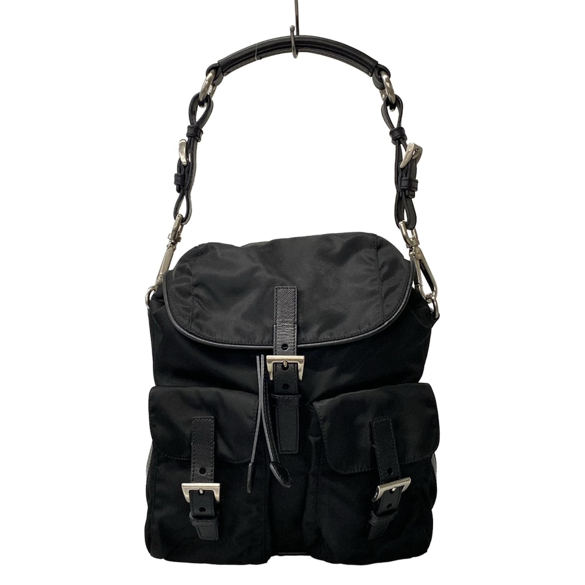 【新着】【中古】PRADA(プラダ) ショルダーバッグ 巾着型 黒 レザー