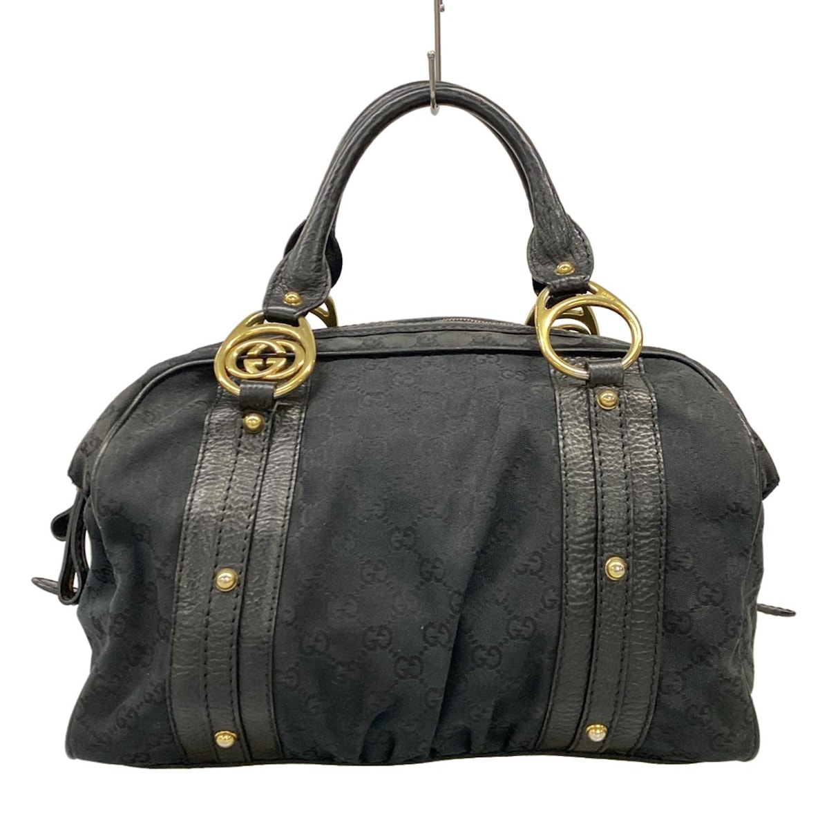 【新着】【中古】GUCCI(グッチ) GG柄 ハンドバッグ 黒 レザー