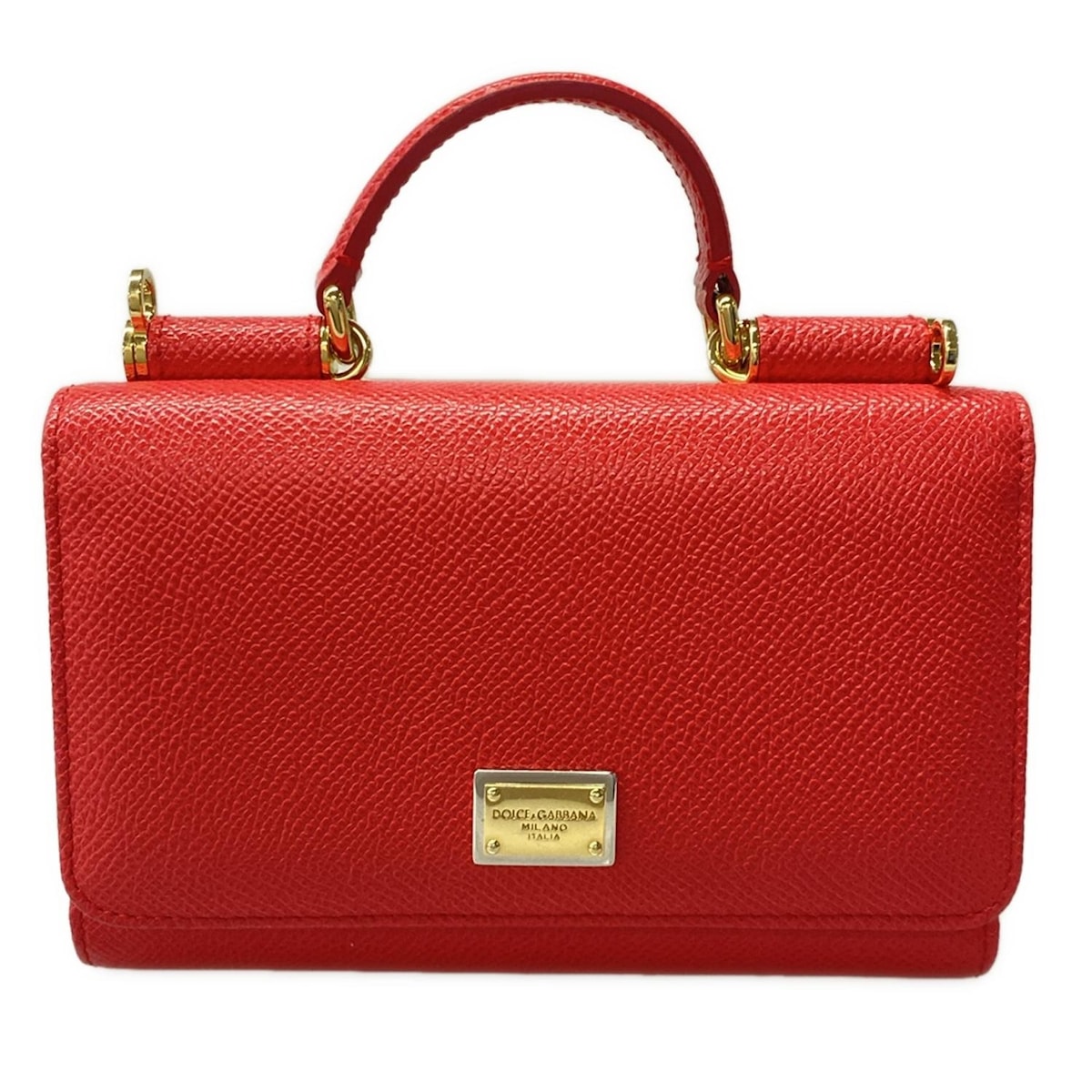 【新着】【中古】DOLCE&GABBANA(ドルチェアンドガッバーナ) シシリーフォンベルト ハンドバッグ 3WAY/フォンバッグ レッド レザー