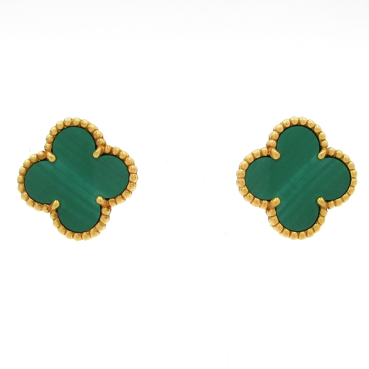 【新着】【中古】Van Cleef & Arpels(ヴァンクリーフ&アーペル) ヴィンテージアルハンブラ ピアス クリップタイプ K18YG×マラカイト