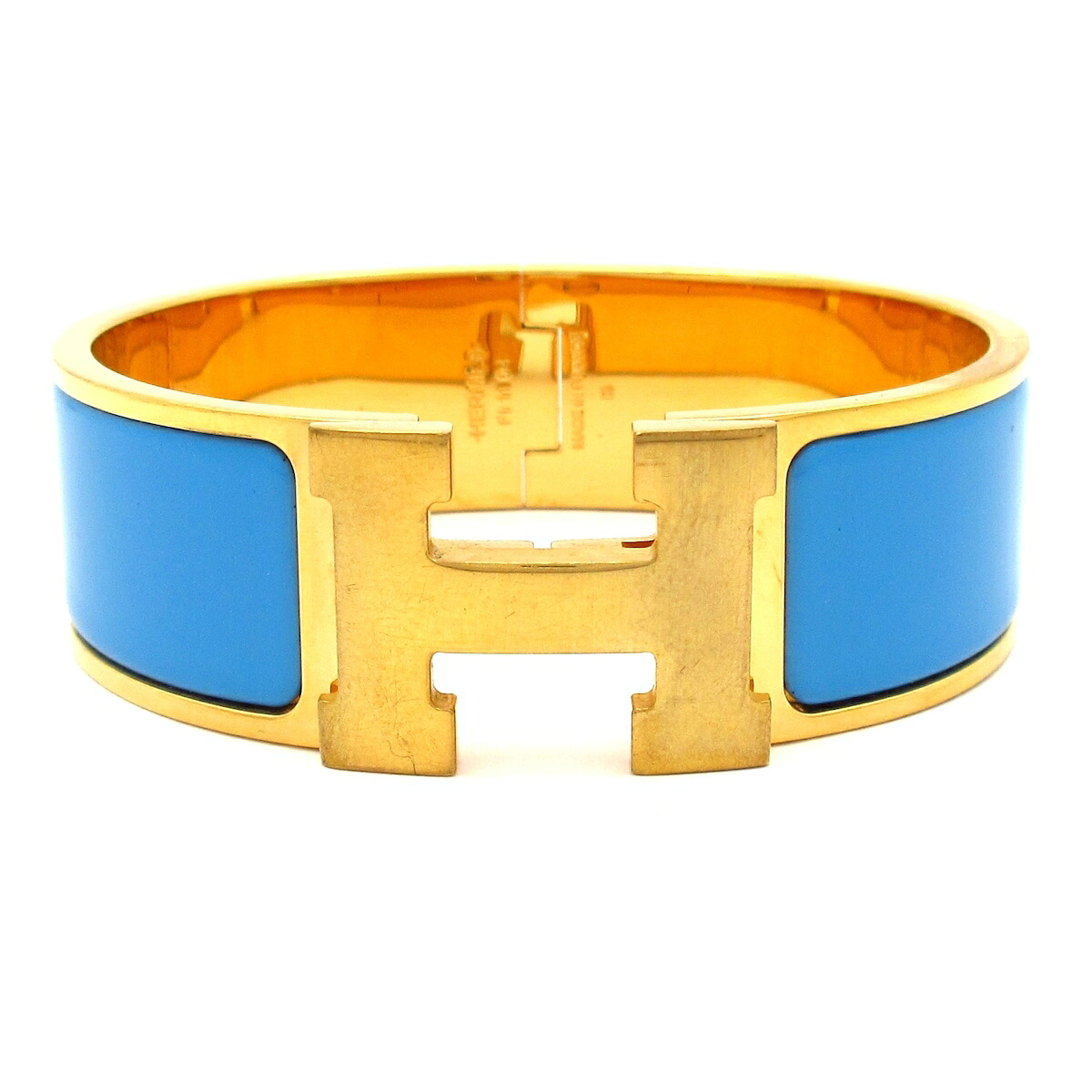 【中古】HERMES(エルメス) クリック・クラックH バングル ゴールド&times;ライトブルー｜ブランディア　店