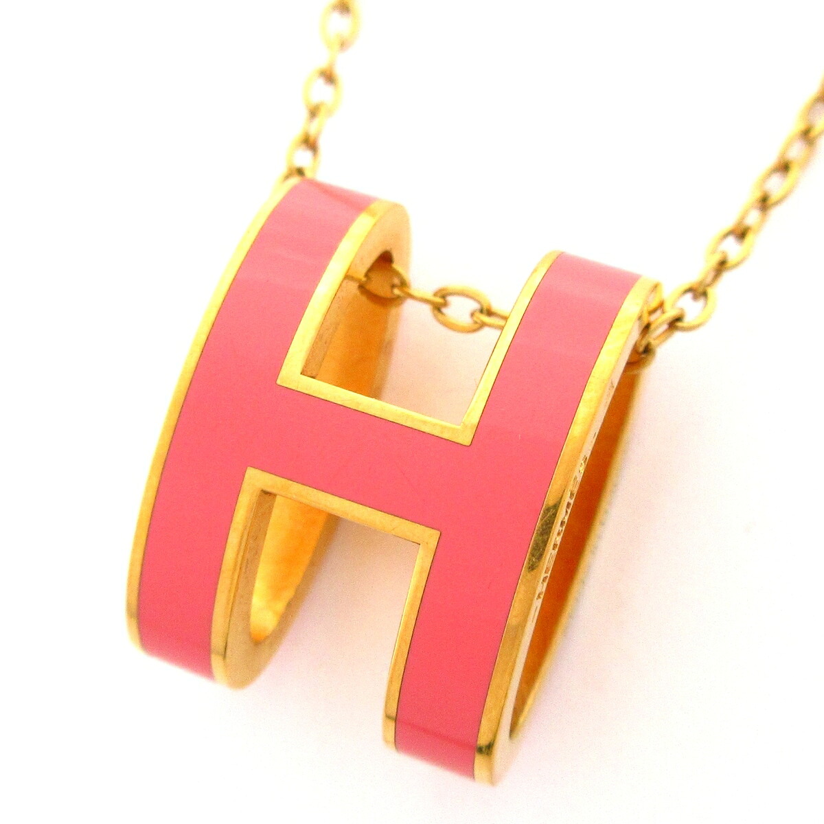 【中古】HERMES(エルメス) ポップアッシュ ネックレス ピンク&times;ゴールド｜ブランディア　店