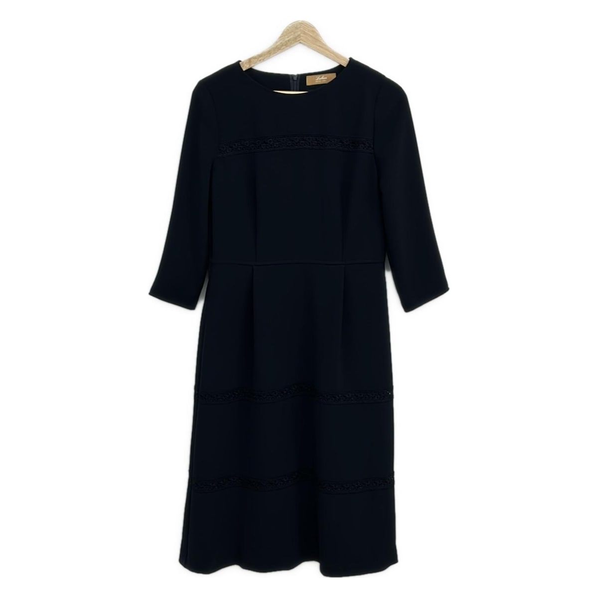 【新着】【中古】Leilian(レリアン) ワンピース クルーネック/七分袖/ロング/レース/WHITE LABEL ダークネイビー