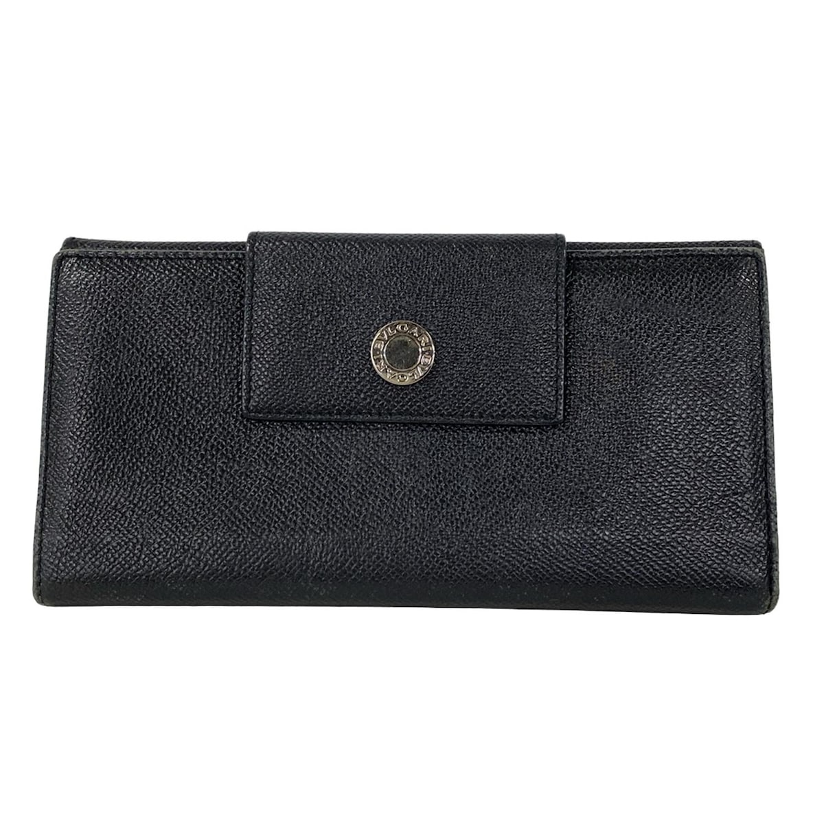 【新着】【中古】BVLGARI(ブルガリ) ブルガリブルガリ 長財布 ロゴボタン 黒×シルバー レザー