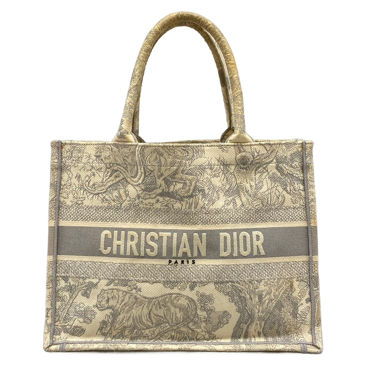 【中古】DIOR/ChristianDior(クリスチャンディオール/ディオール) ブックトートミディアムバッグ/旧スモール トートバッグ オブ漏れる 象牙色×点火装置薄墨色