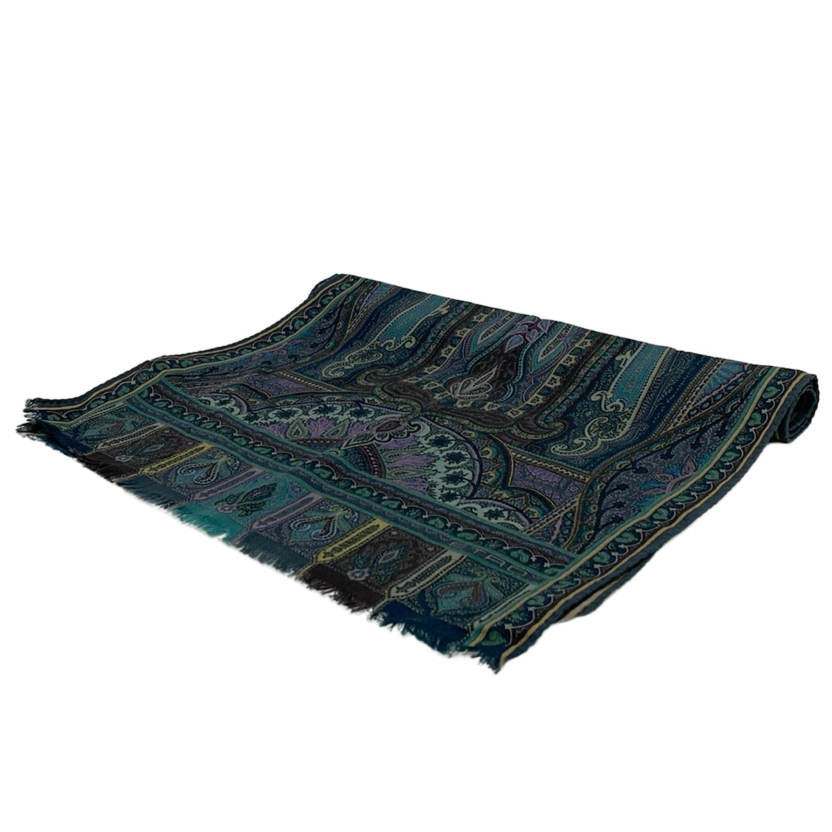 【新着】【中古】ETRO(エトロ) 袈裟(肩かけ) ペイズリー柄 緑であること×マルチ 羊毛、地絹