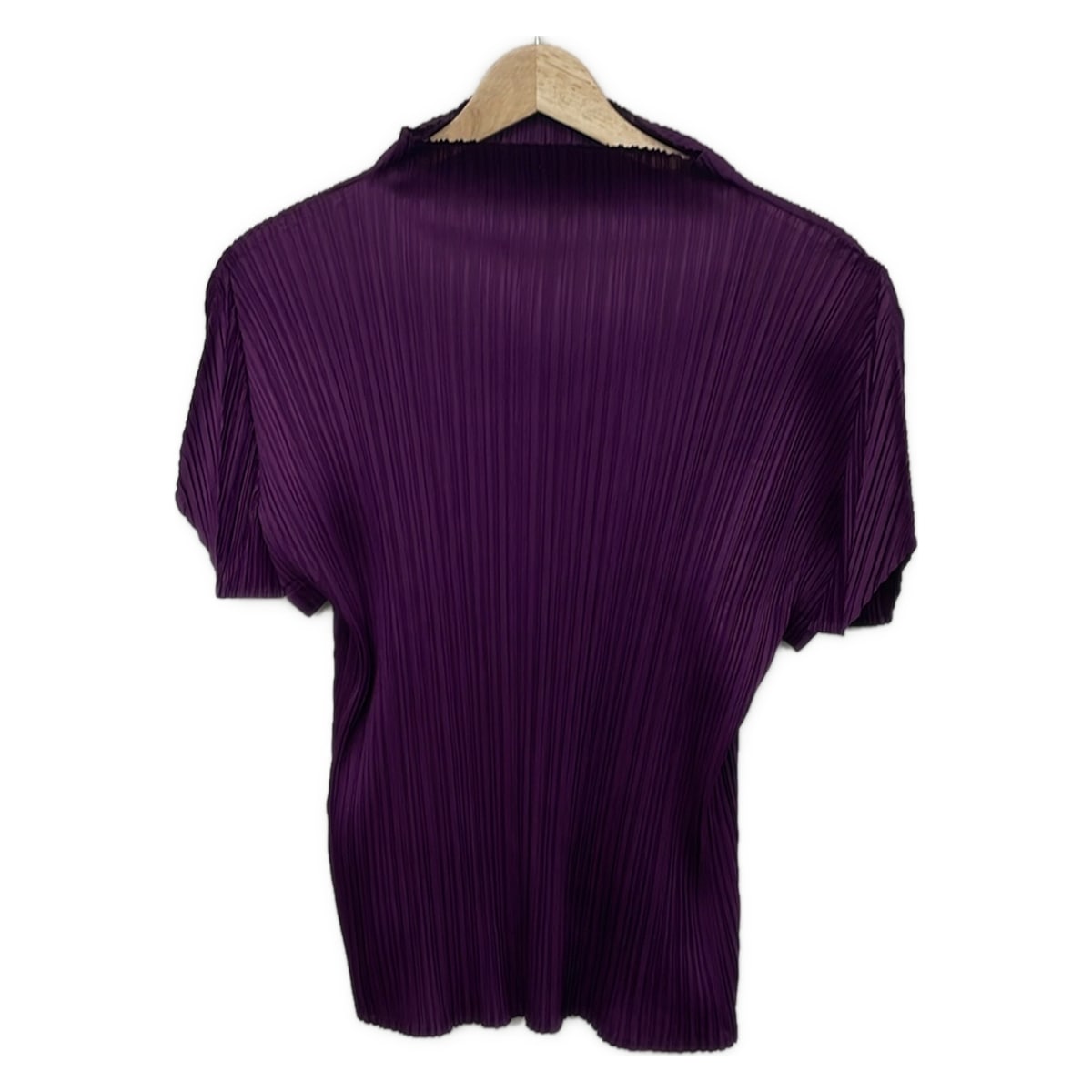 【中古】PLEATS PLEASE(筋目プリーズ) 半袖カットソー ハイネック パープル