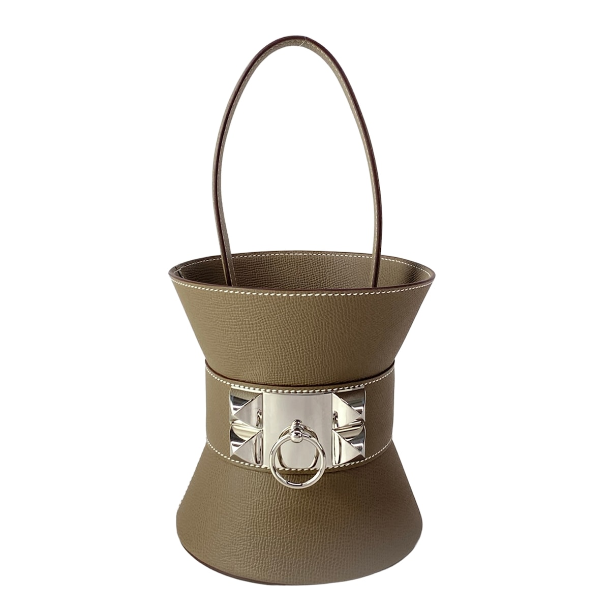 【新着】【中古】HERMES(エルメス) ミニメドール ハンドバック しろがね色金具 エトゥープ