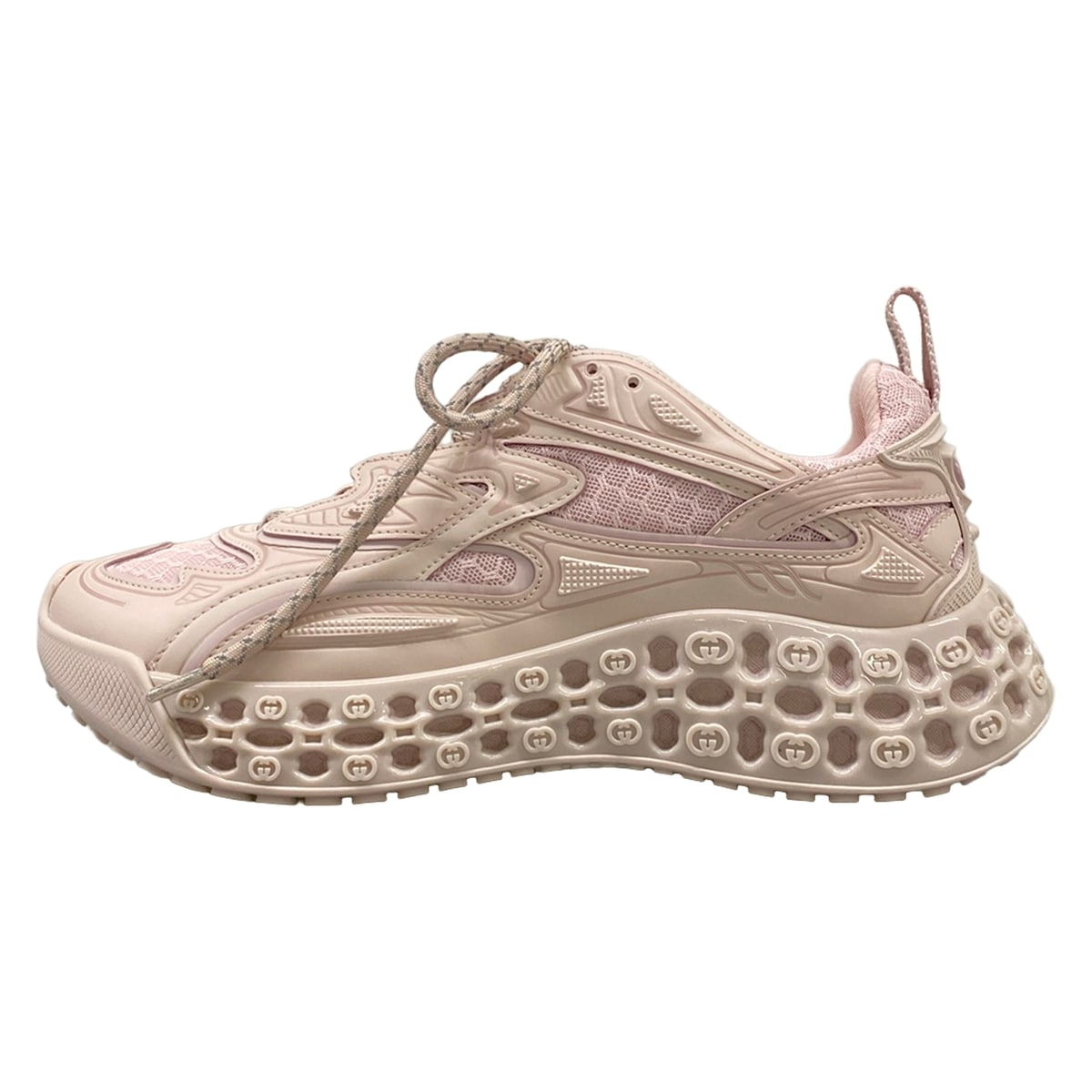 【中古】GUCCI(グッチ) cub3d/グッチ キューブド スニーカー 38 さくら色 なめし革