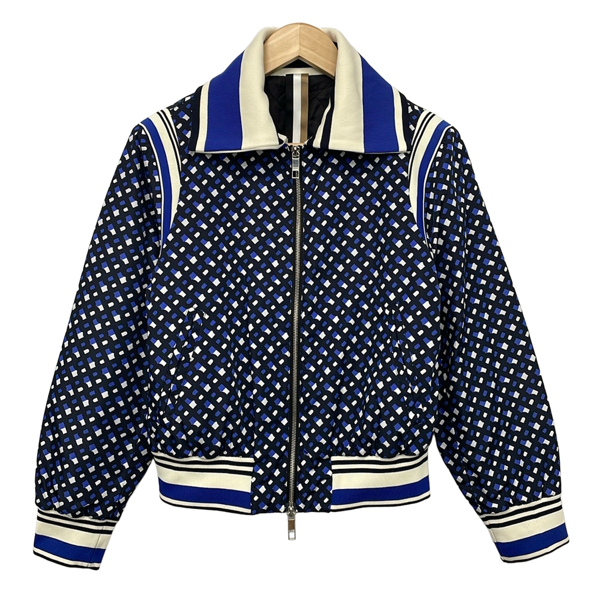 【中古】HUGOBOSS(ヒューゴボス) Pasella(パセラ) ブルゾン モノグラム ブルー×黒×白|ブランディア 店