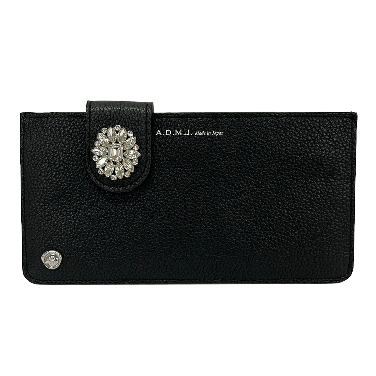 【中古】AccessoiresDeMademoiselle(ADMJ)(アクセソワ・ドゥ・マドモワゼル) 長財布 ビジュー 黒&times;シルバー&times;クリア レザー｜ブランディア　店