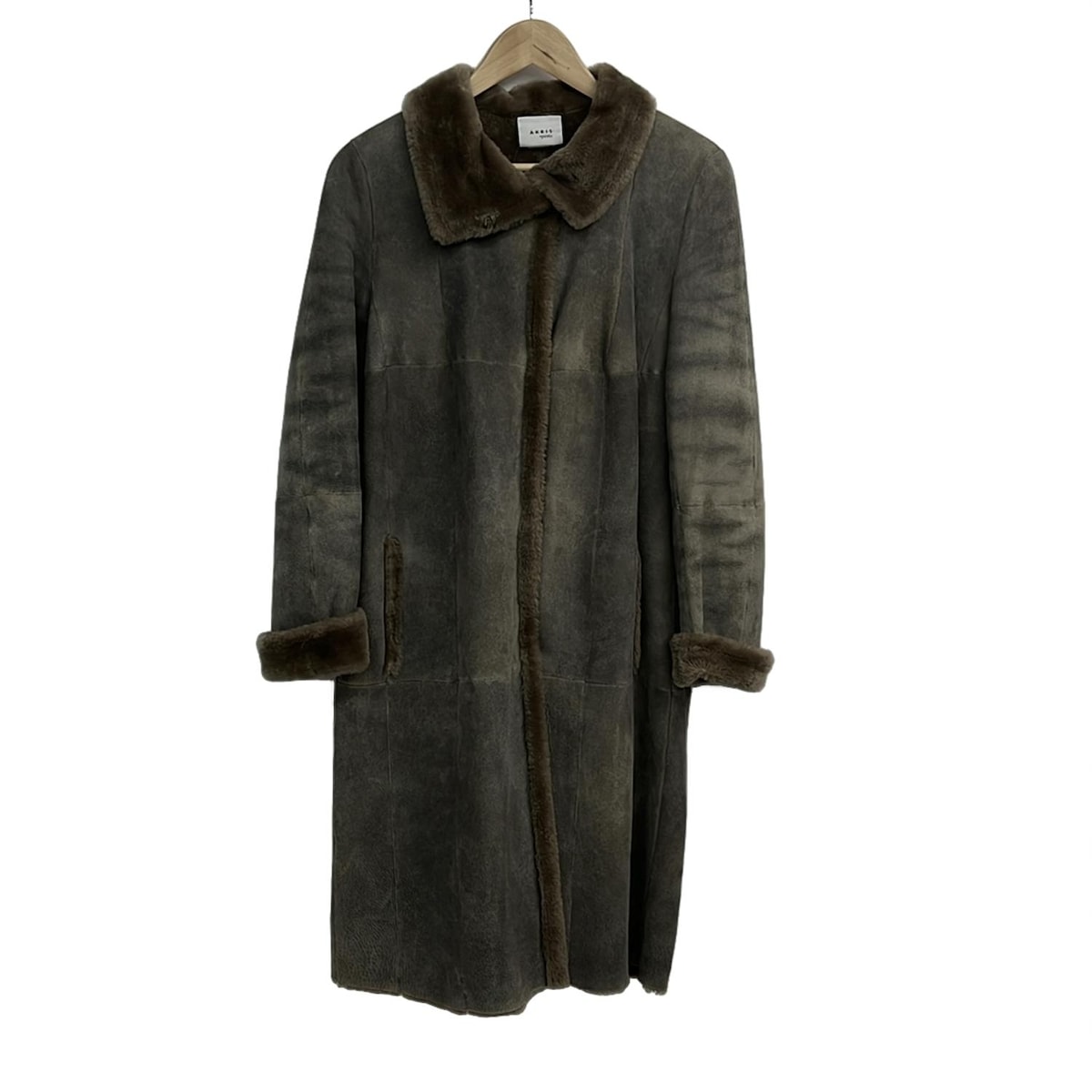 【新着】【中古】AKRIS(アクリス) コート 長袖/ムートン/冬 ダークグレー×グレーベージュ