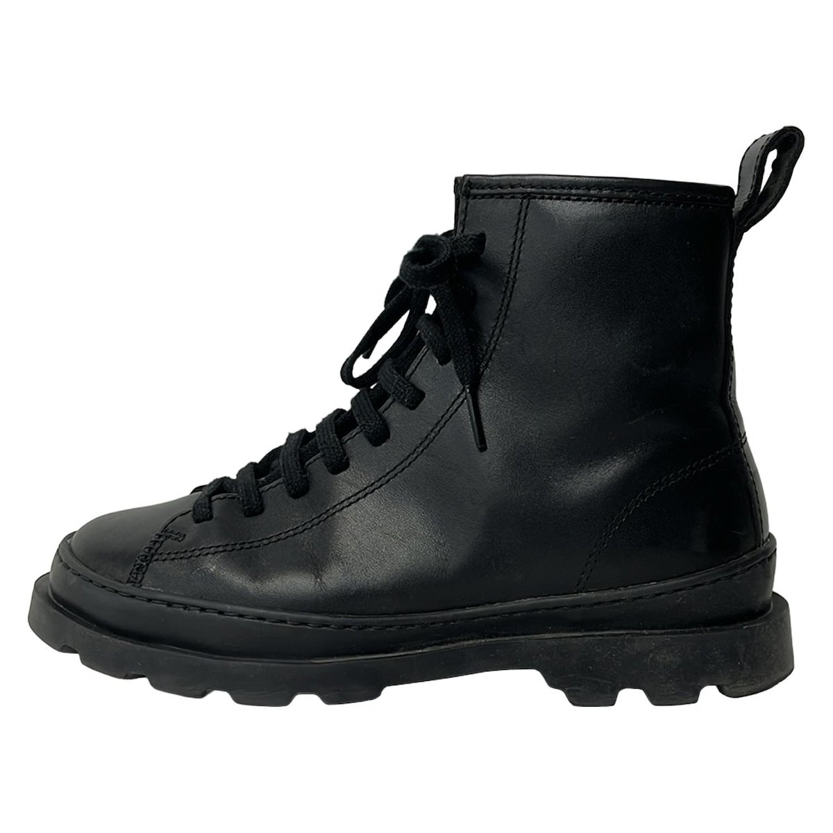 【新着】【中古】CAMPER(カンペール) ショートブーツ レースアップ 黒 レザー