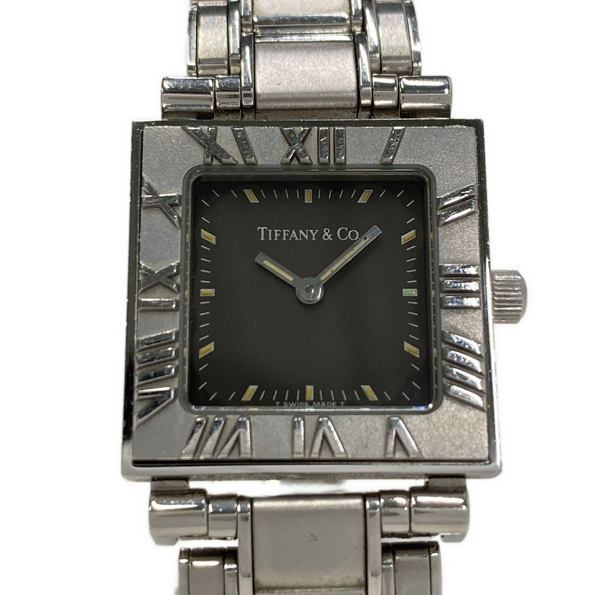 【中古】TIFFANY\u0026Co.(ティファニー) アトラス真四角 ウォッチ SS 黒